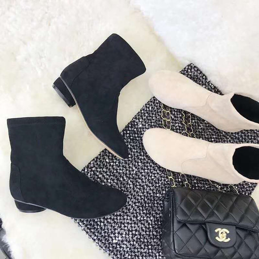 Oxford velvet Internet celebrity booties