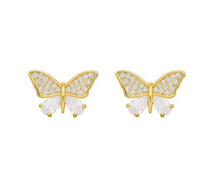 925 silver needle small butterfly stud earrings