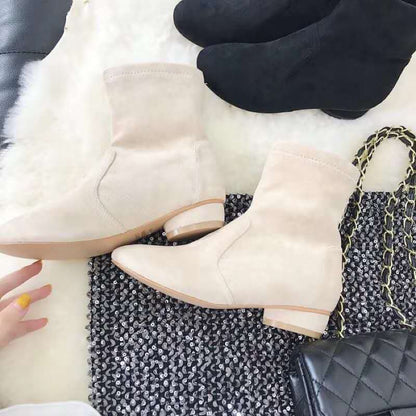 Oxford velvet Internet celebrity booties