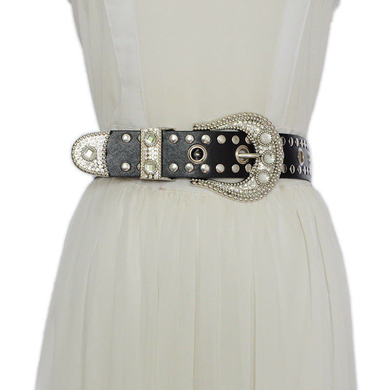 Rhinestone Rivet Belt