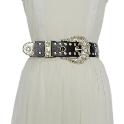 Rhinestone Rivet Belt