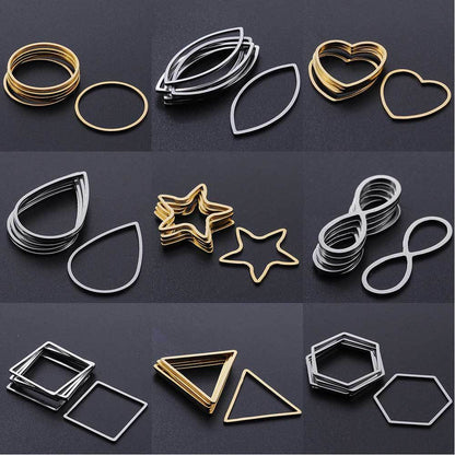 Paquete de 10 unidades de accesorios de acero de titanio con forma de gota de agua y forma de corazón de melocotón y luna 