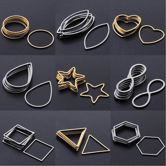 Paquete de 10 unidades de accesorios de acero de titanio con forma de gota de agua y forma de corazón de melocotón y luna 
