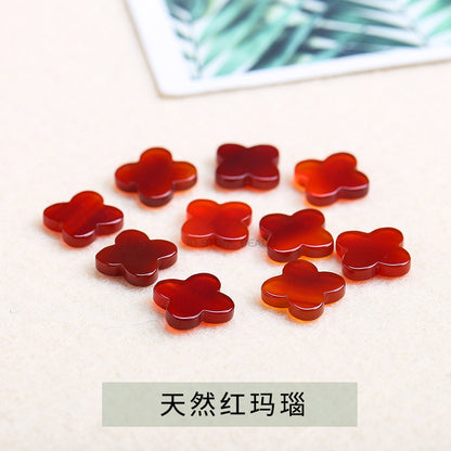 12Mm red and black agate four-leaf clover DIY jewelry accessories