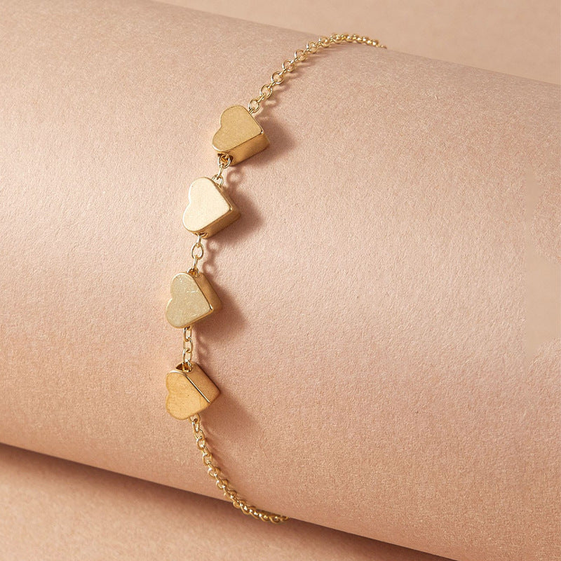 Gold Peach Heart Bracelet