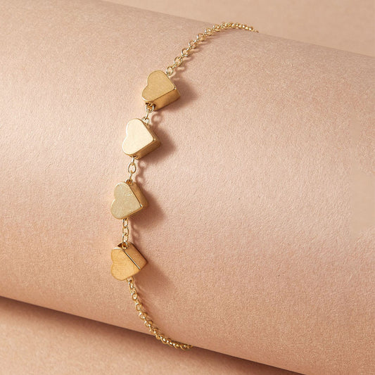 Gold Peach Heart Bracelet