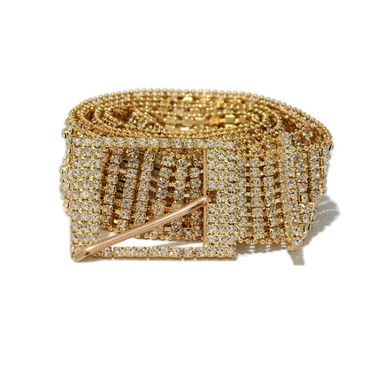 Eight rows of inlaid crystal diamond belt waist chain