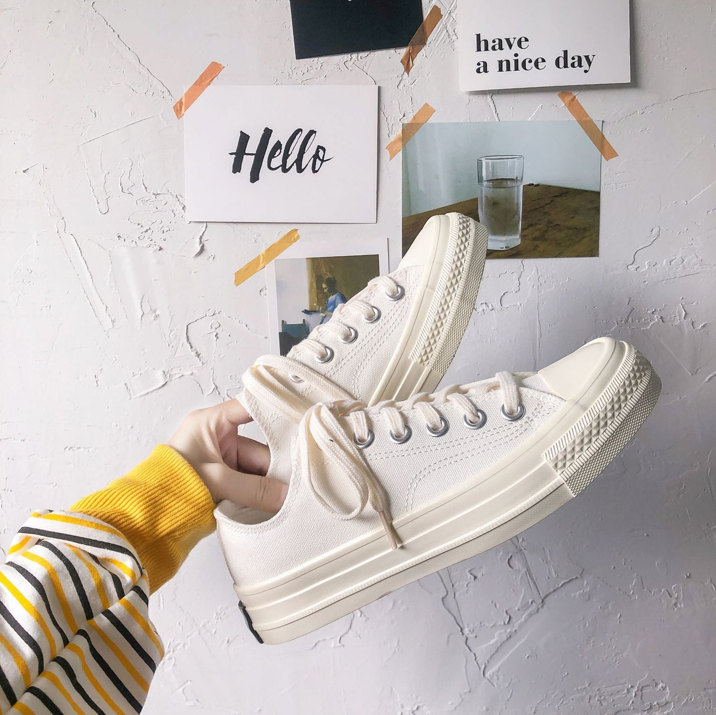 Zapatos de lona blancos de verano para mujer, transpirables y de moda. 