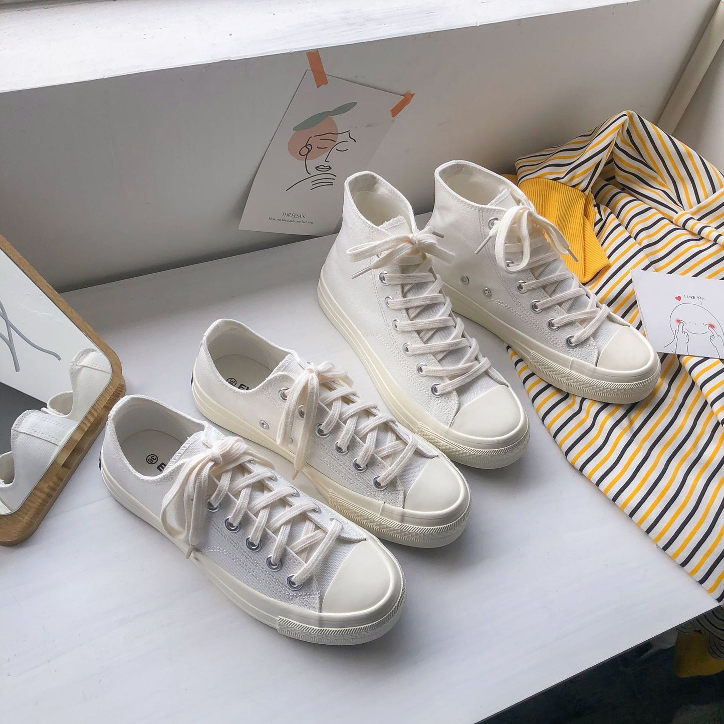 Zapatos de lona blancos de verano para mujer, transpirables y de moda. 