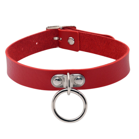 Double Ring Leather Collar Women's Neckband