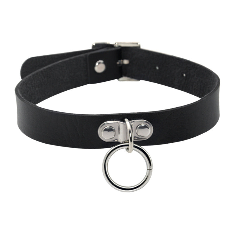 Double Ring Leather Collar Women's Neckband
