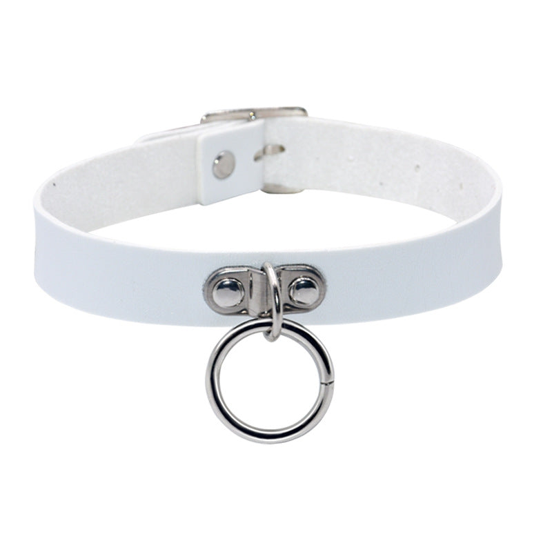 Double Ring Leather Collar Women's Neckband