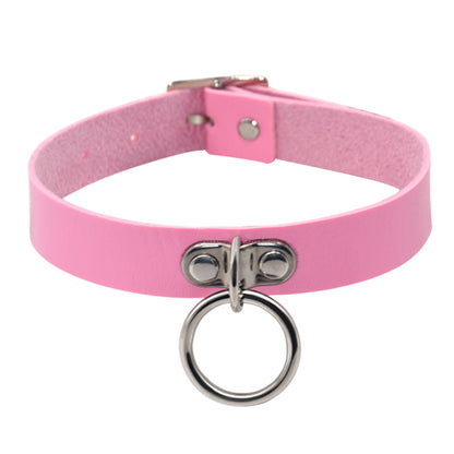 Double Ring Leather Collar Women's Neckband