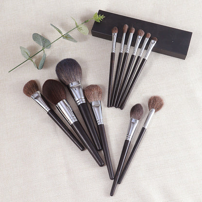 Ebony Flat Round Animal Hair Makeup Brush