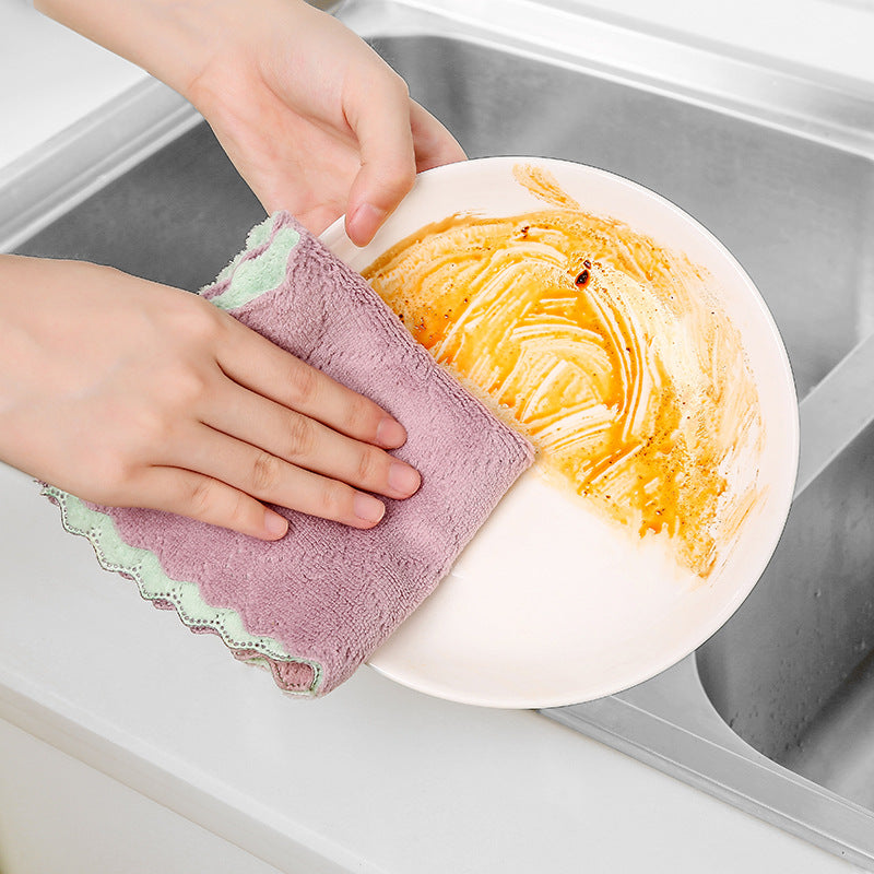 Non-Shedding Absorbent Dish Cloth Thick Kitchen Cleaning Towel