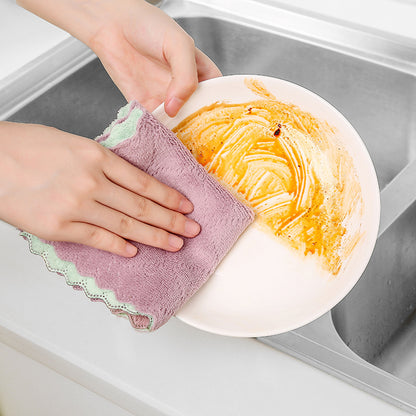 Non-Shedding Absorbent Dish Cloth Thick Kitchen Cleaning Towel