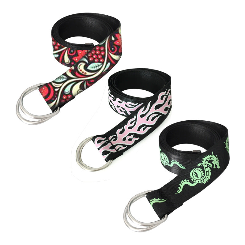 Flame Shuanglong printed canvas belt