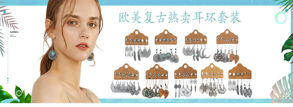 Geometric Alloy Pearl Earring Set