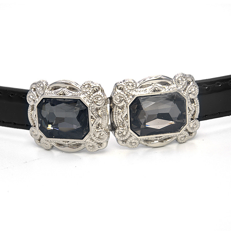 Patent leather thin belt, female