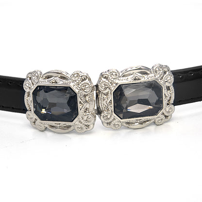Patent leather thin belt, female