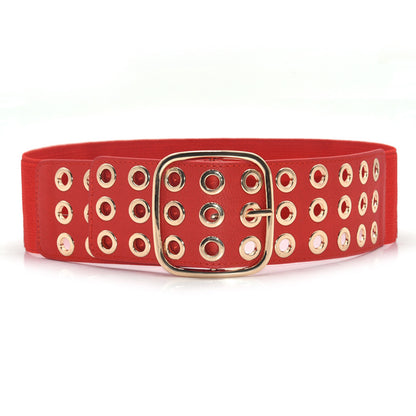 fashion  Hollow elastic pin buckle wide belt