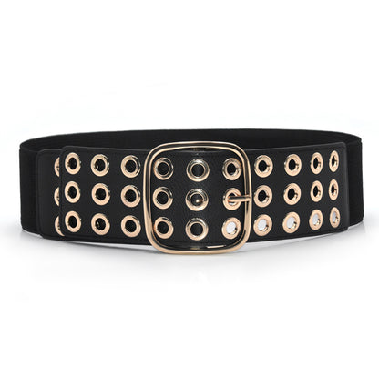 fashion  Hollow elastic pin buckle wide belt