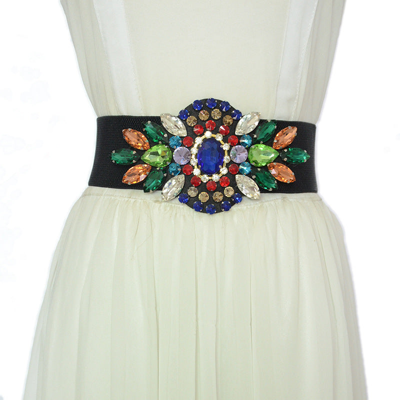 Colored crystal waist seal with skirt
