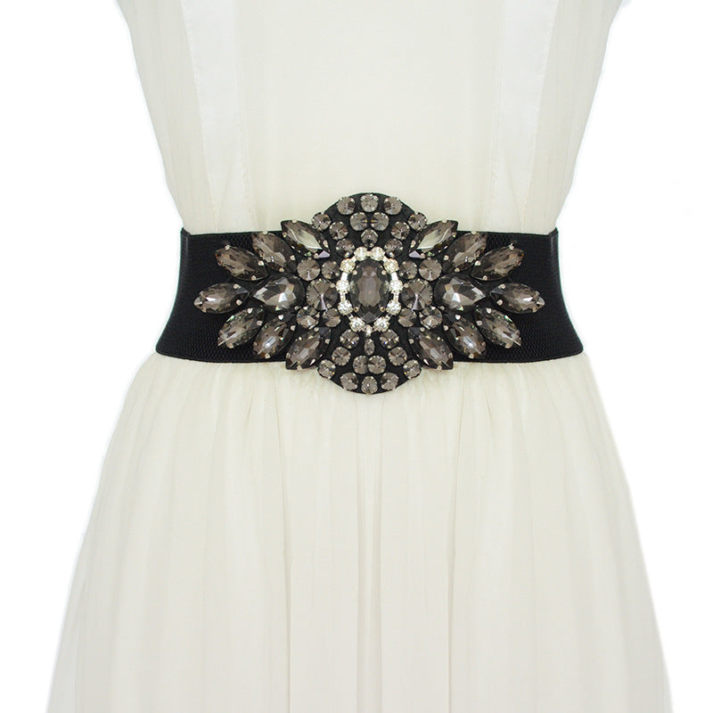 Colored crystal waist seal with skirt