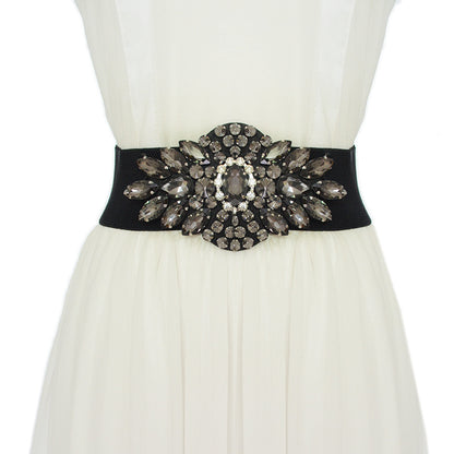 Colored crystal waist seal with skirt