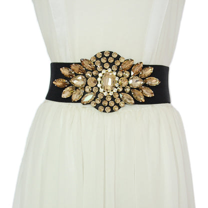 Colored crystal waist seal with skirt