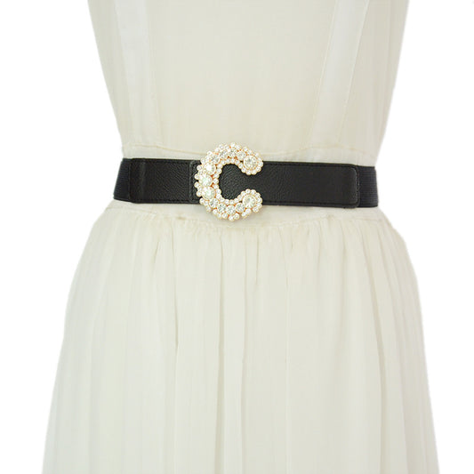 Rhinestone inlaid small waist seal