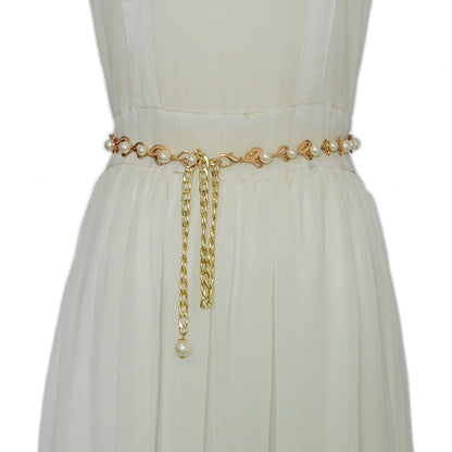 Pearl belt with dress