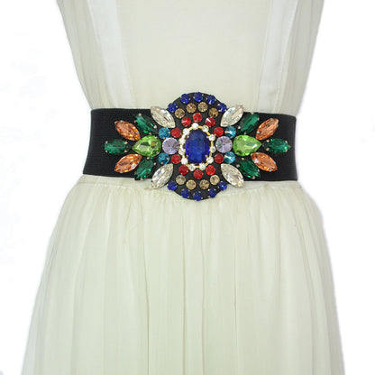 Colored crystal waist seal with skirt