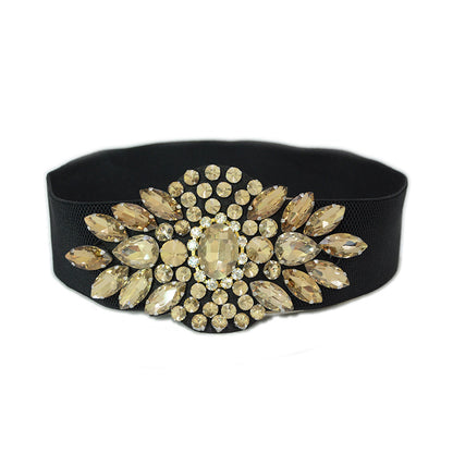 Colored crystal waist seal with skirt