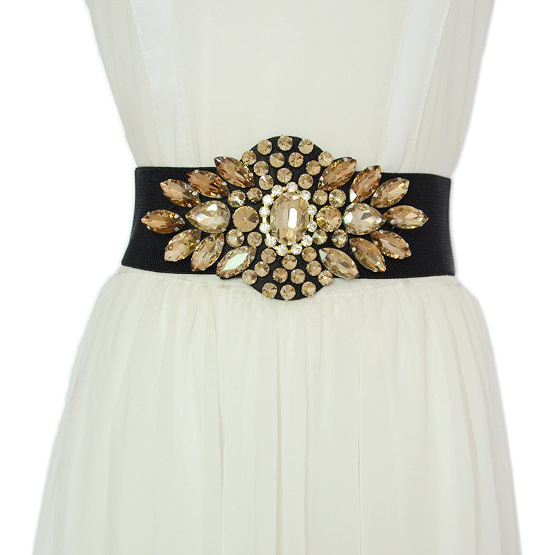 Colored crystal waist seal with skirt