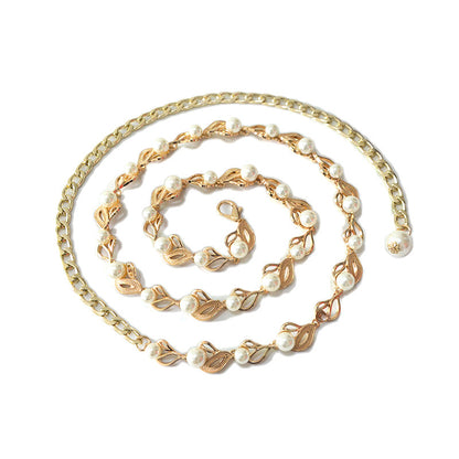 Pearl belt with dress