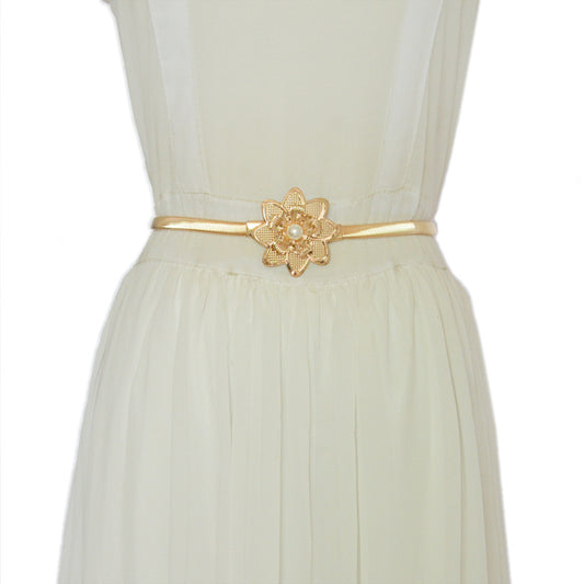 Pearl Flower Metal Waist Chain