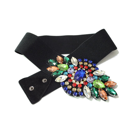 Colored crystal waist seal with skirt