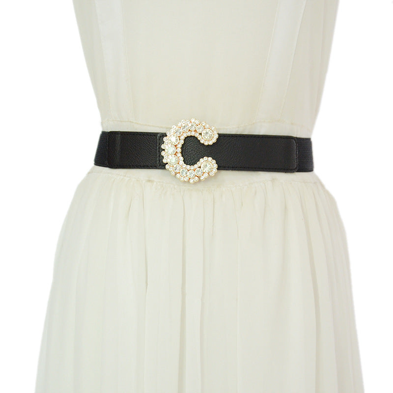 Rhinestone inlaid small waist seal