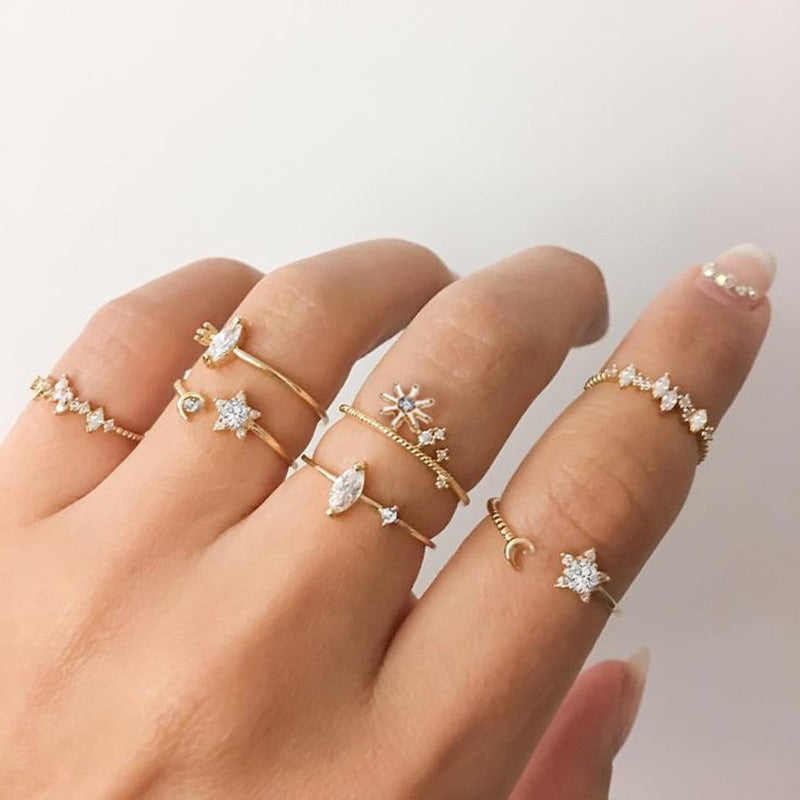 Star & Crescent 9-Piece Ring Set