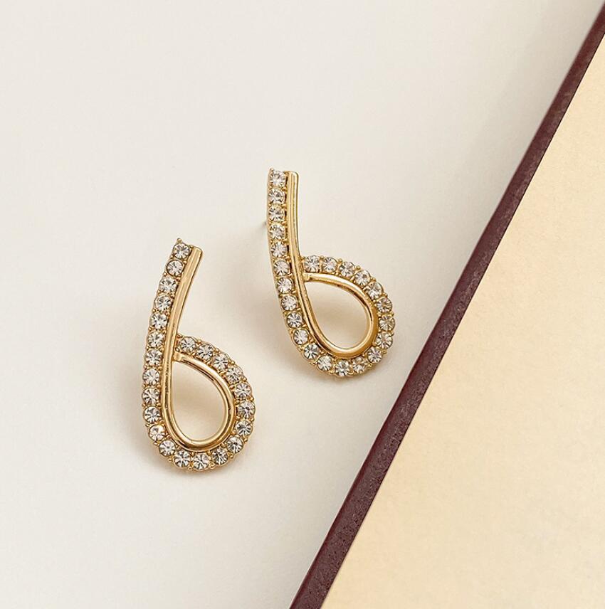925 Silver Needle Diamond Digital 6 Earrings