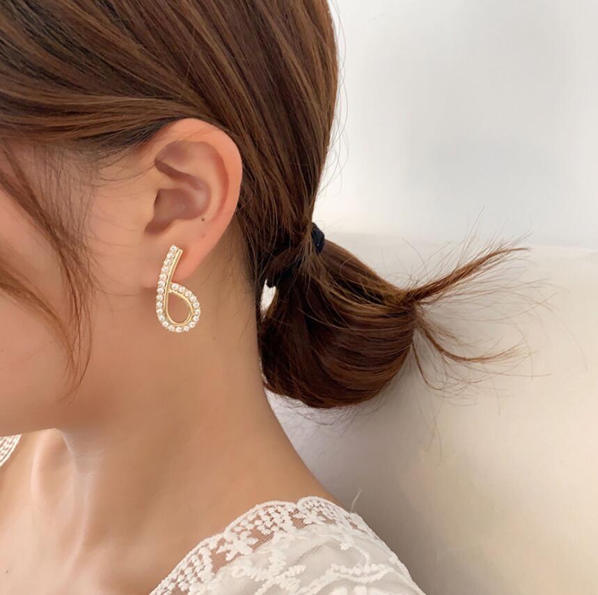 925 Silver Needle Diamond Digital 6 Earrings