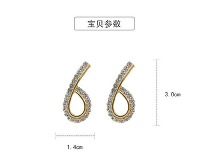 925 Silver Needle Diamond Digital 6 Earrings