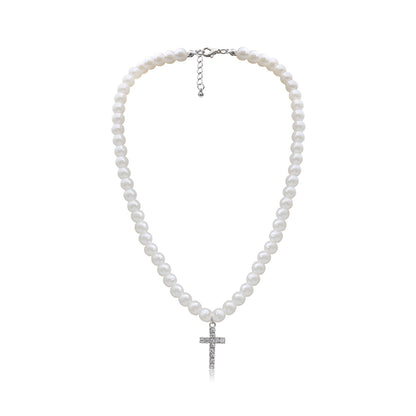 Vintage Diamond Cross Pendant Necklace