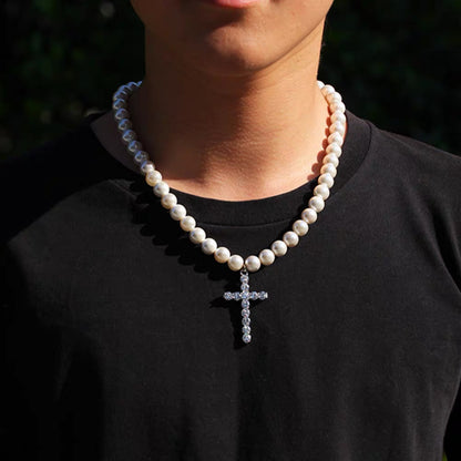 Vintage Diamond Cross Pendant Necklace