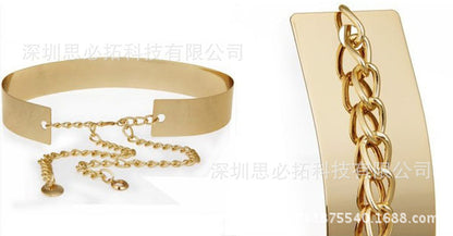 Full metal sequined mirror iron belt