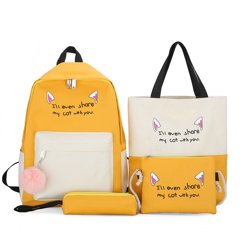 Backpack four-piece schoolbag