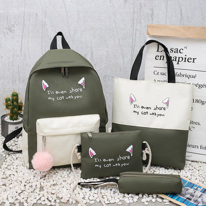 Backpack four-piece schoolbag