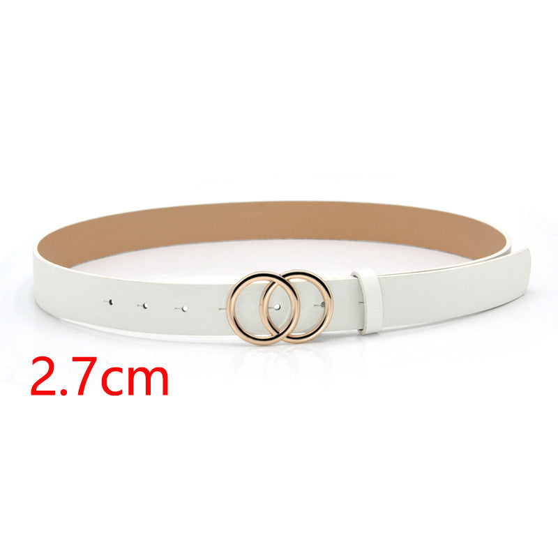 Double round buckle retro decorative belt