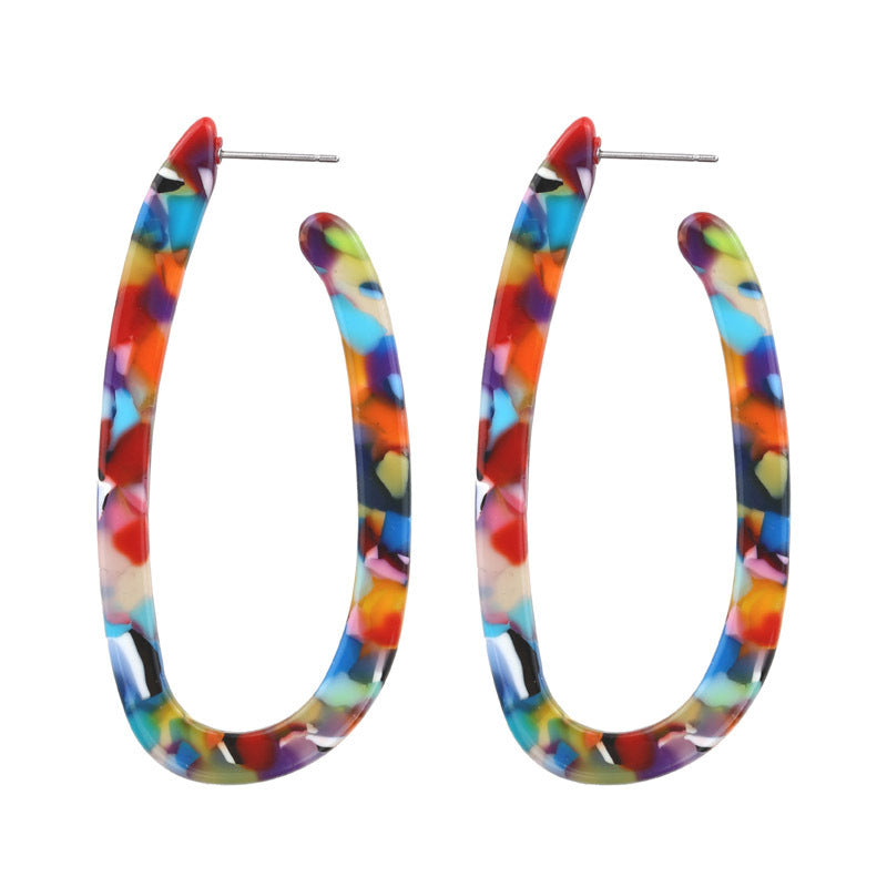 Acetate sheet U-shaped leopard print earrings